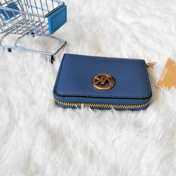 Michael Kors Fulton Zip Around Coin Case Denim - Picture 13 of 14